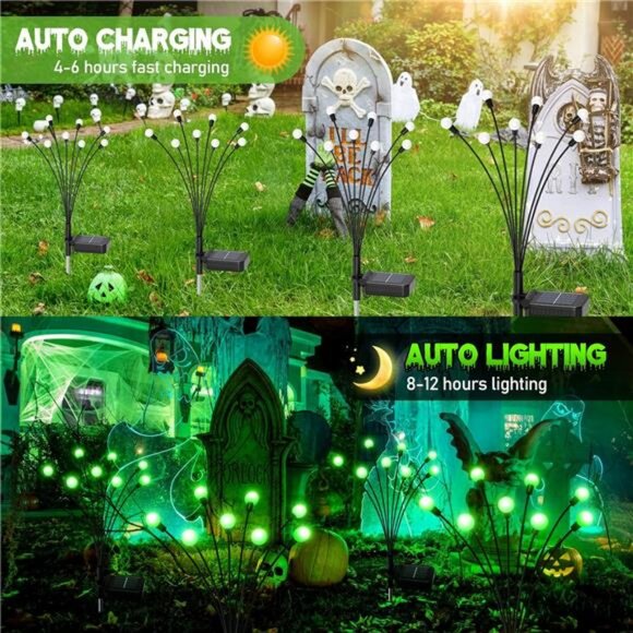 6Pack 48 LED Halloween Decorations Outdoor -Upgraded Swaying Solar Lights - Picture 3 of 8
